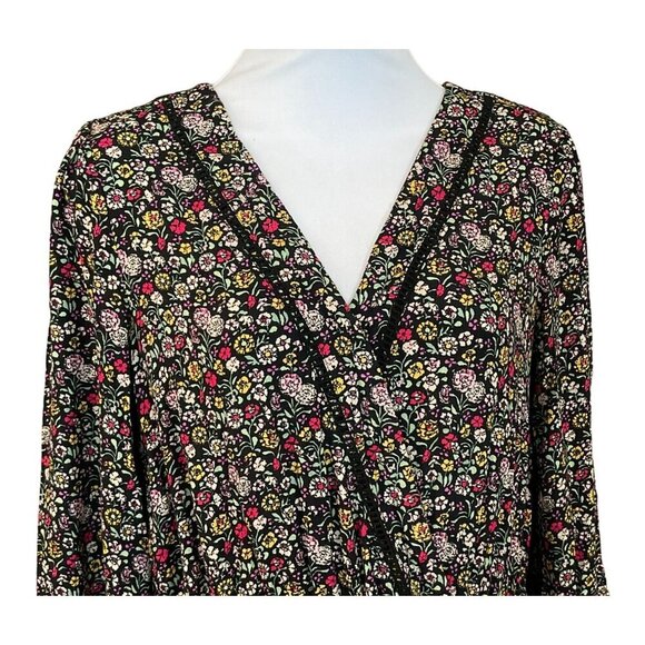 Ann Taylor LOFT Floral Long Sleeve V-Neck Garden Wrap Romper Ladies XS Pockets - Picture 2 of 9